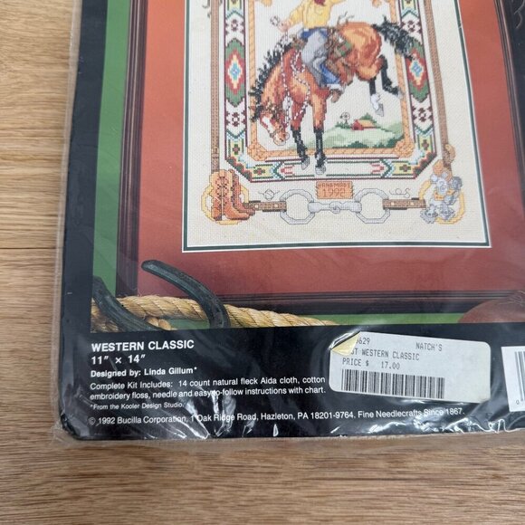 Bucilla Counted Cross Stitch Kit Western Classic #40629 Cowboy VTG 1992 SEALED - Picture 5 of 8
